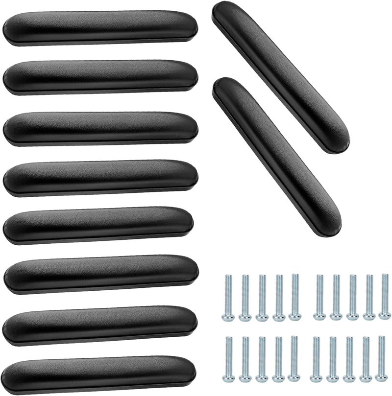 HMZ Full Length Padded Armrest Black 10-1/4" Long Wheelchair and Transport Chair arm Cushions, Black (1 Pair) Compatible with All Brands (10PCS 10-1/4") - Image 1